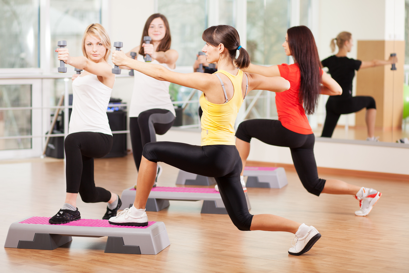 Group training in a gym of a fitness center